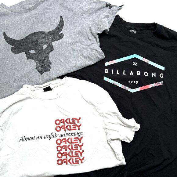Lot Of 3! Oakley Billabong Under Armour Project Rock Bull Mens S/M T Shirts - Picture 1 of 16